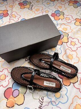 Alaïa Mesh Mary Jane Flat Sandals